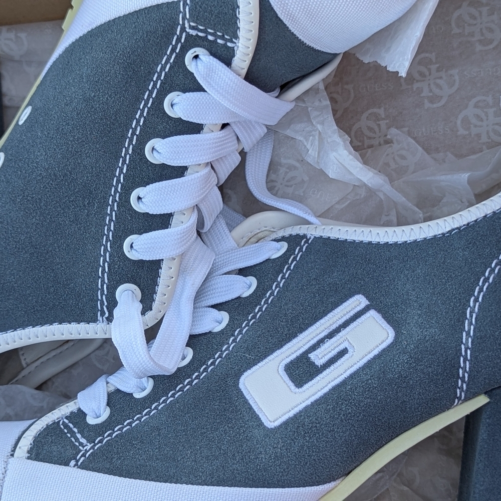 Vintage Suede G By Guess Lace Up Heeled Sneakers
